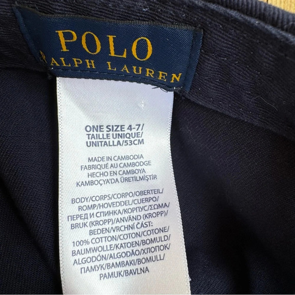 Polo Ralph Lauren Youth size 4-7 Navy Dad Hat with Pale Yellow Pony Logo - Picture 3 of 7